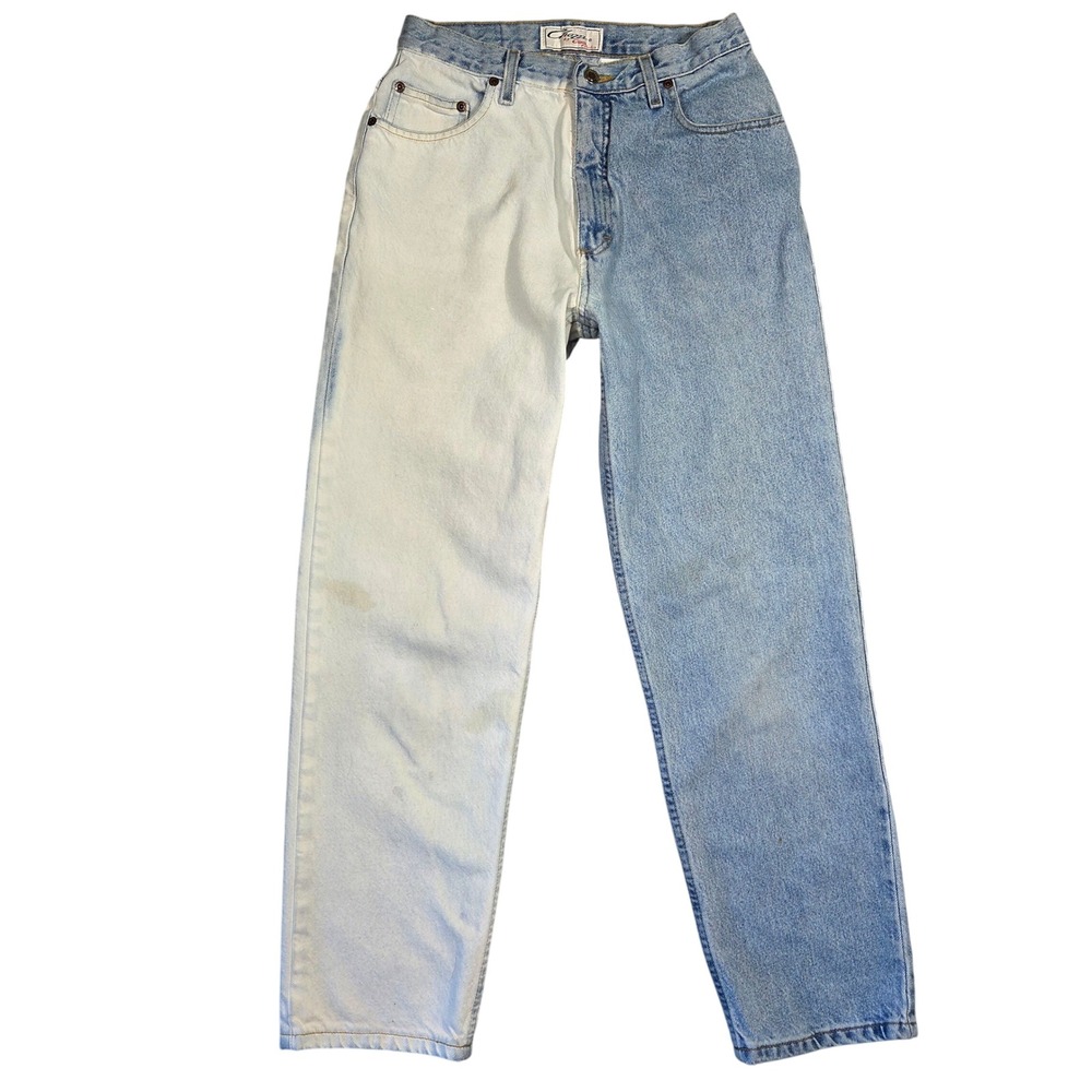 Vintage 90s Chazz Two Tone Color Block Denim Jeans Womens Size 13‎ Retro Y2k